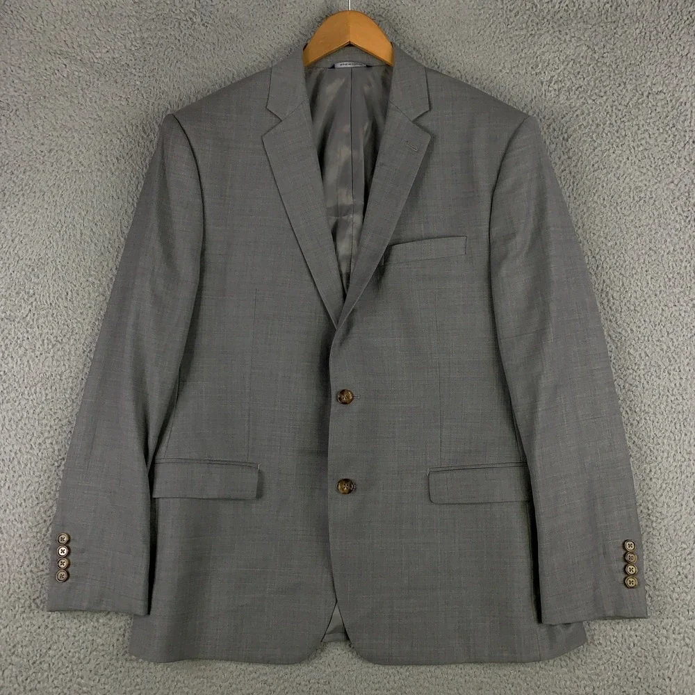 Ralph Lauren Slim Fit 2 Piece Suit 46R Grey Wool 2 Button Blazer Pants 40x31